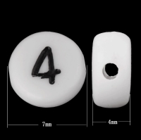 Cijfer kralen wit/zwart (75 stuks)