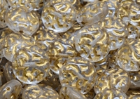 Glaskraal lentilvorm transparant/goud