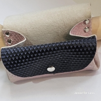 Beurje van echt leder (rose/donkerblauw)