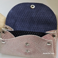 Beurje van echt leder (rose/donkerblauw)