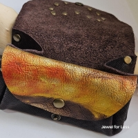 Beurje van echt leder (Brin/oranje)