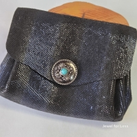 Beursje van echt leder (blauw )
