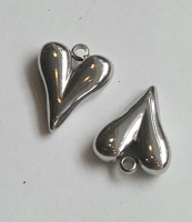 RVS bol hartje bedel 16/13mm (zilver)