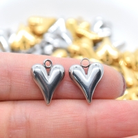 RVS bol hartje bedel 16/13mm (zilver)