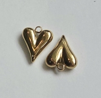 RVS bol hartje bedel 16/13mm (goud)